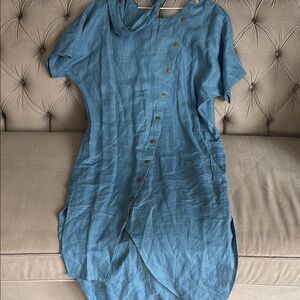 Women’s Blue Maxi Dress with Button Detail